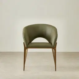 Polina Sage Green Vegan Leather Dining Chair - Brushed Bronze Legs