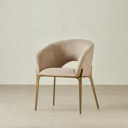 Polina Light Beige Velvet Dining Chair - Brushed Bronze Legs