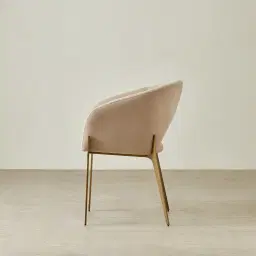 Polina Light Beige Velvet Dining Chair - Brushed Bronze Legs