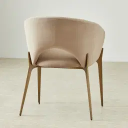 Polina Light Beige Velvet Dining Chair - Brushed Bronze Legs