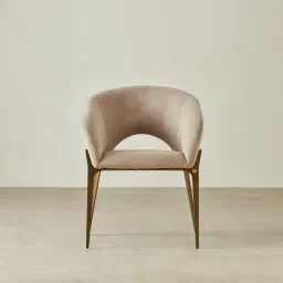 Polina Light Beige Velvet Dining Chair - Brushed Bronze Legs