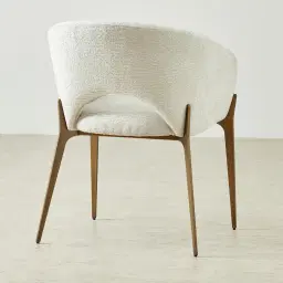 Polina Fusion Grey Fabric Dining Chair - Brushed Bronze Legs