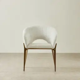 Polina Fusion Grey Fabric Dining Chair - Brushed Bronze Legs