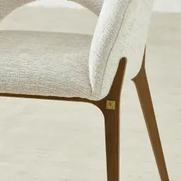 Polina Fusion Grey Fabric Dining Chair - Brushed Bronze Legs