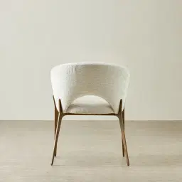 Polina Fusion Grey Fabric Dining Chair - Brushed Bronze Legs