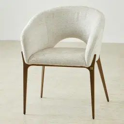 Polina Fusion Grey Fabric Dining Chair - Brushed Bronze Legs