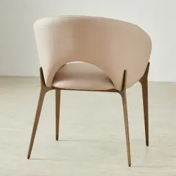 Polina Sand Beige Vegan Leather Dining Chair - Brushed Bronze Legs