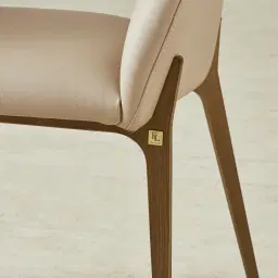 Polina Sand Beige Vegan Leather Dining Chair - Brushed Bronze Legs
