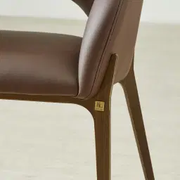 Polina Tuscan Brown Vegan Leather Dining Chair - Brushed Bronze Legs