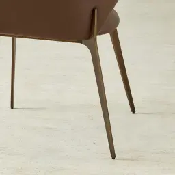 Polina Tuscan Brown Vegan Leather Dining Chair - Brushed Bronze Legs