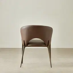 Polina Tuscan Brown Vegan Leather Dining Chair - Brushed Bronze Legs