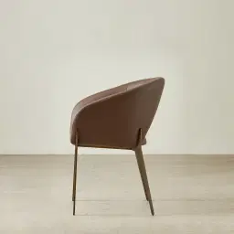 Polina Tuscan Brown Vegan Leather Dining Chair - Brushed Bronze Legs