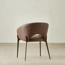 Polina Tuscan Brown Vegan Leather Dining Chair - Brushed Bronze Legs