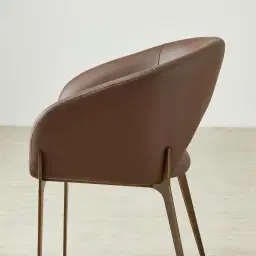 Polina Tuscan Brown Vegan Leather Dining Chair - Brushed Bronze Legs