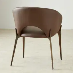 Polina Tuscan Brown Vegan Leather Dining Chair - Brushed Bronze Legs