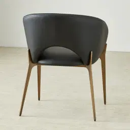 Polina Black Vegan Leather Dining Chair - Brushed Bronze Legs