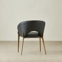 Polina Black Vegan Leather Dining Chair - Brushed Bronze Legs