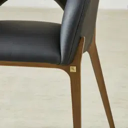 Polina Black Vegan Leather Dining Chair - Brushed Bronze Legs