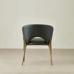 Polina Black Vegan Leather Dining Chair - Brushed Bronze Legs