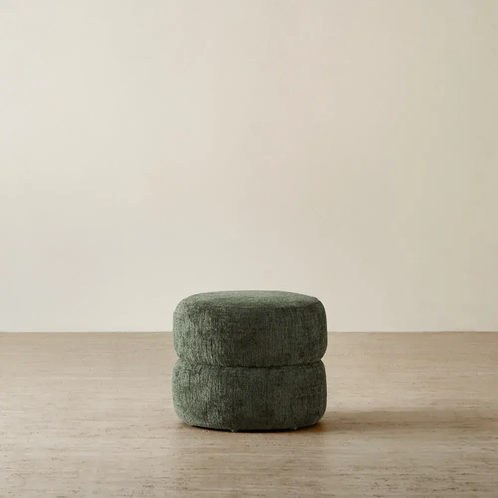 Polly Kids Green Chenille Fabric Play Stool
