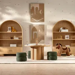 Polly Kids Green Chenille Fabric Play Stool