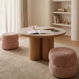 Polly Kids Dusty Pink Chenille Fabric Play Stool