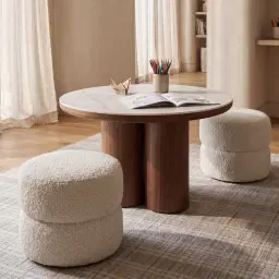 Polly Kids Sand Beige Vegan Leather Play Stool