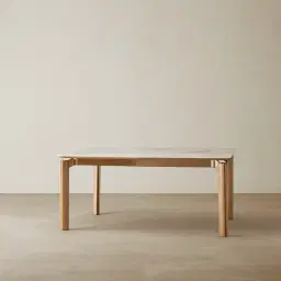 Portobello Pandora Brown Sintered Stone Top Dining Table - Light Brown Ash Legs 160x90cm