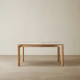 Portobello Pandora Brown Sintered Stone Top Dining Table - Light Brown Ash Legs 160x90cm