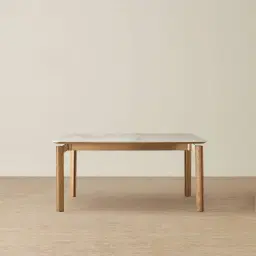 Portobello Pandora Brown Sintered Stone Top Dining Table - Light Brown Ash Legs 160x90cm