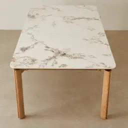 Portobello Pandora Brown Sintered Stone Top Dining Table - Light Brown Ash Legs 200x100cm