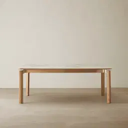 Portobello Pandora Brown Sintered Stone Top Dining Table - Light Brown Ash Legs 200x100cm