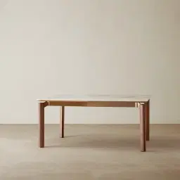 Portobello Pandora Brown Sintered Stone Top Dining Table - Toffee Brown Ash Legs 160x90cm