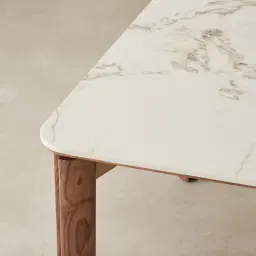 Portobello Pandora Brown Sintered Stone Top Dining Table - Toffee Brown Ash Legs 160x90cm