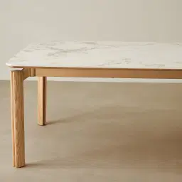 Portobello Pandora Brown Sintered Stone Top Dining Table - Light Brown Ash Legs 270x120cm