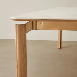 Portobello Pandora Brown Sintered Stone Top Dining Table - Light Brown Ash Legs 270x120cm