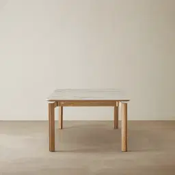 Portobello Pandora Brown Sintered Stone Top Dining Table - Light Brown Ash Legs 270x120cm