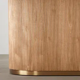 San Pierre Light Brown Ash Veneer Single Leg Rectangular Dining Table with Travertine Finish Sintered Stone Top - 270x120cm