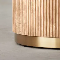 San Pierre Light Brown Ash Veneer Two-Leg Rectangular Dining Table with Travertine Finish Sintered Stone Top - 270x120cm