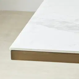 Vania Brushed Bronze Dining Table with Statuario White Sintered Stone Top - 200x118cm