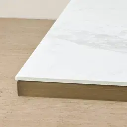Vania Brushed Bronze Dining Table with Statuario White Sintered Stone Top - 200x118cm