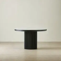 Archie Black Round Dining Table with White Sintered Stone Top - 120cm