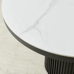 Archie Black Round Dining Table with White Sintered Stone Top - 120cm