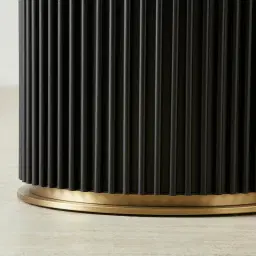 Archie Black Round Dining Table with Statuario White Sintered Stone Top - 120cm