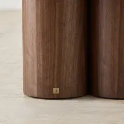 Terzetto Kids White Sintered Stone Play Table - Mocha Walnut Legs