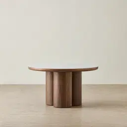 Terzetto Kids White Sintered Stone Play Table - Mocha Walnut Legs