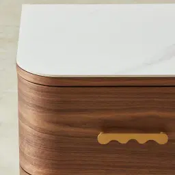 Terzetto Kids Mocha Walnut Bedside Table with White Sintered Stone Top