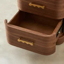 Terzetto Kids Mocha Walnut Bedside Table with White Sintered Stone Top