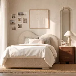 Terzetto Kids Mocha Walnut Bedside Table with White Sintered Stone Top