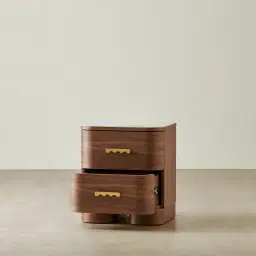 Terzetto Kids Mocha Walnut Bedside Table with White Sintered Stone Top